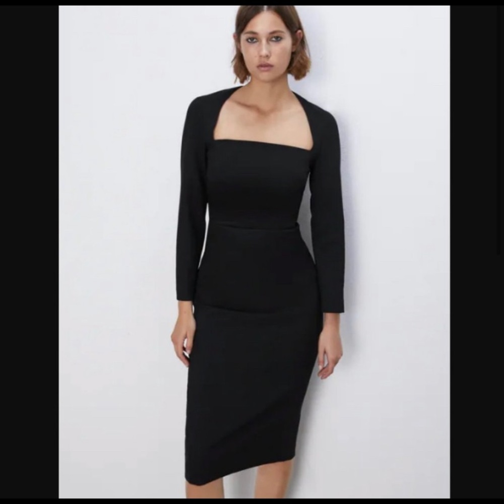 Zara Draped Shift Dress in Black